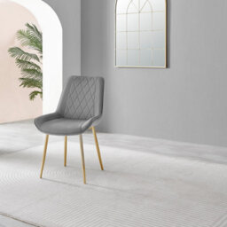Furniturebox Uk Novara 100Cm Round Black Leg Dining Table & 2 Grey Pesaro Gold Leg Chairs - thumbnail 8