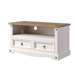 Core Products Corona White Waxed Flat-Screen Tv Unit - Antique Waxed Top, H51.0Cm X W95.0Cm X D43.5Cm - thumbnail 1