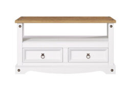 Core Products Corona White Waxed Flat-Screen Tv Unit - Antique Waxed Top, H51.0Cm X W95.0Cm X D43.5Cm - thumbnail 2