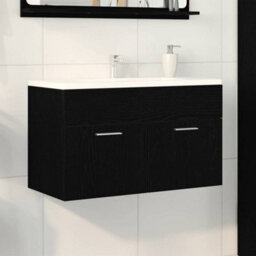 Berkfield Black Oak Bathroom Sink Cabinet - 80X38.5X46 Cm, Made From Engineered Wood
