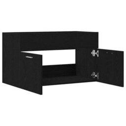 Berkfield Black Oak Bathroom Sink Cabinet - 80X38.5X46 Cm, Made From Engineered Wood - thumbnail 5