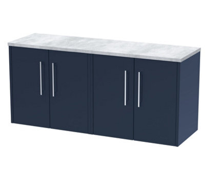 Balterley Winshill Contemporary Wall Hung Vanity Unit With Laminate Worktop, Dark Blue, 1205mm - image 1