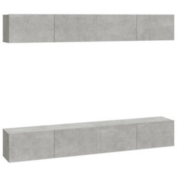 Berkfield Wall Tv Cabinets 4 Pcs Concrete Grey 100X30X30 Cm - thumbnail 2
