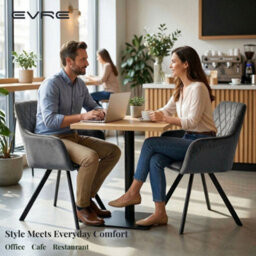 Evre Mason Dark Grey Velvet Dining Chairs Set Of 2 Upholstered Chairs With Arms & Metal Legs - thumbnail 7