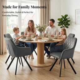 Evre Mason Dark Grey Velvet Dining Chairs Set Of 2 Upholstered Chairs With Arms & Metal Legs - thumbnail 6