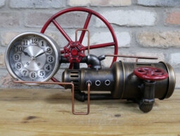 My Square Mile Industrial Steampunk Pipe Metal Gear Wall Clock With Faux Temperature Dial Display (Pipe Clock/money Box) - thumbnail 1