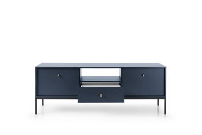 Arte Mono Tv Cabinet In Navy - Stylish And Functional Entertainment Centre With Drawer And Doors (W1540mm X H560mm X D390mm) - image 1