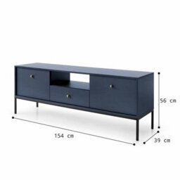 Arte Mono Tv Cabinet In Navy - Stylish And Functional Entertainment Centre With Drawer And Doors (W1540mm X H560mm X D390mm) - thumbnail 4