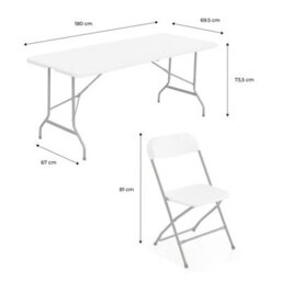 Sweeek - Pair Of Folding Plastic Reception Tables With 12 Chairs Charcoal Grey 180X69.5X73.5 Cm - Fiesta - thumbnail 8