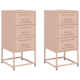 Berkfield Bedside Cabinets 2 Pcs Pink 36X39X78 Cm Steel - thumbnail 2