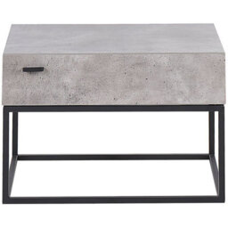 Wyld And Coco Grey Concrete-Effect Bedside Table With 1 Drawer And Black Metal Base, W55 X D41 X H39Cm - thumbnail 1