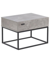 Wyld And Coco Grey Concrete-Effect Bedside Table With 1 Drawer And Black Metal Base, W55 X D41 X H39Cm - thumbnail 3