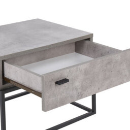 Wyld And Coco Grey Concrete-Effect Bedside Table With 1 Drawer And Black Metal Base, W55 X D41 X H39Cm - thumbnail 6
