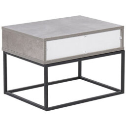 Wyld And Coco Grey Concrete-Effect Bedside Table With 1 Drawer And Black Metal Base, W55 X D41 X H39Cm - thumbnail 5