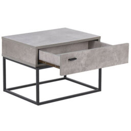 Wyld And Coco Grey Concrete-Effect Bedside Table With 1 Drawer And Black Metal Base, W55 X D41 X H39Cm - thumbnail 4