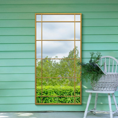 Mirroroutlet The Tabula Gold Metal Framed Window Wall Or Leaner Garden Mirror 160Cm X 80Cm - image 1