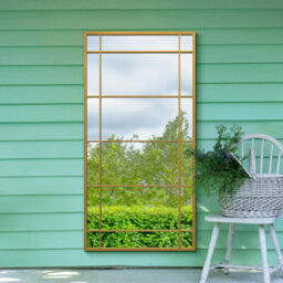 Mirroroutlet The Tabula Gold Metal Framed Window Wall Or Leaner Garden Mirror 160Cm X 80Cm - thumbnail 1