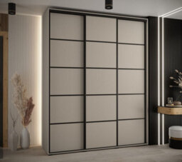 Arte Spacious Dakota Iv Sliding Door Wardrobe W2000mm H2350mm D600mm In Cashmere & Black Finish - thumbnail 2