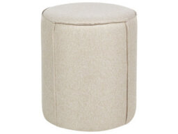 Wyld And Coco Beige Linen Round Pouffe 40 X 40 X 43 Cm Modern Accent Stool - thumbnail 1
