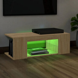 Vidaxl Tv Cabinet With Led Lights Sonoma Oak 90X39X30 Cm - thumbnail 5