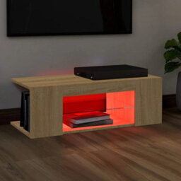 Vidaxl Tv Cabinet With Led Lights Sonoma Oak 90X39X30 Cm - thumbnail 6