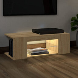 Vidaxl Tv Cabinet With Led Lights Sonoma Oak 90X39X30 Cm - thumbnail 4