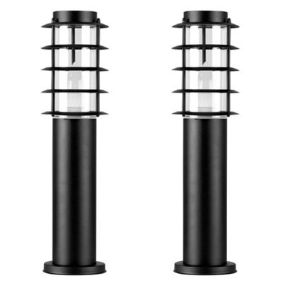 Valuelights Wharf Pair Of Ip44 Rated Outdoor Black Stainless Steel Bollard Lantern Light Posts - Led Candle Bulbs 3000K Warm White - image 1
