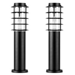 Valuelights Wharf Pair Of Ip44 Rated Outdoor Black Stainless Steel Bollard Lantern Light Posts - Led Candle Bulbs 3000K Warm White