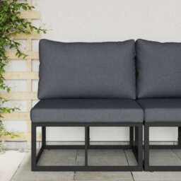 Berkfield Stylish Outdoor Furniture With Cushion With Pillow Black Aluminium - thumbnail 3