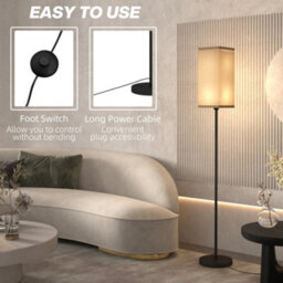 Wyld Haus Sekafi 161.5Cm Black Metal Floor Lamp With Beige Faux Linen Shade And Foot Switch - thumbnail 7