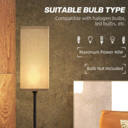 Wyld Haus Sekafi 161.5Cm Black Metal Floor Lamp With Beige Faux Linen Shade And Foot Switch - thumbnail 5