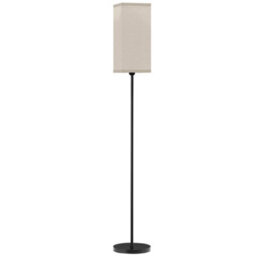 Wyld Haus Sekafi 161.5Cm Black Metal Floor Lamp With Beige Faux Linen Shade And Foot Switch