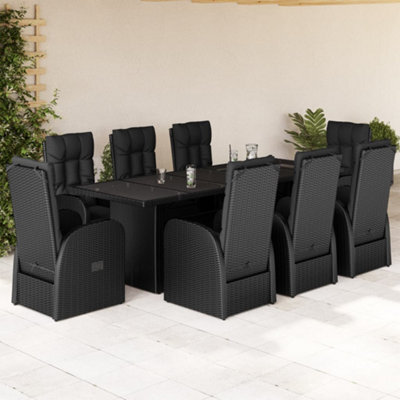 Berkfield 9 Piece Garden Dining Set With Cushions Black Poly Rattan - image 1