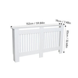 L White Radiator Cover Mdf Small Large Modern Wood Slat Grill Cabinet Furniture - thumbnail 2