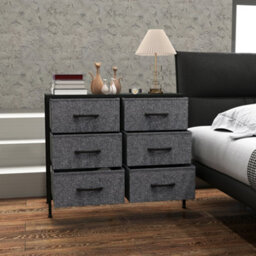 Wyld Haus Veroso Black Metal And Grey Fabric 6-Drawer Industrial Storage Dresser 80W X 30D X 62.5H Cm - thumbnail 7