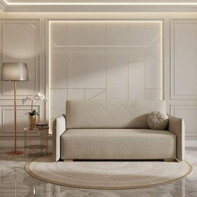 Viva Glov Iv Upholstered Sofa Bed With Bedding Storage Chipboard Frame Wood Legs Sleeping Function 174X98X85Cm Beige - image 1
