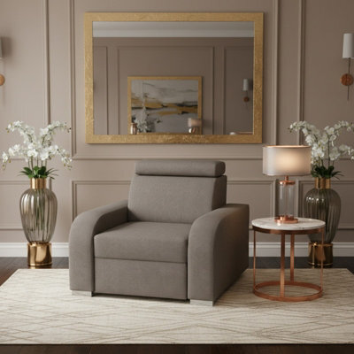 Oslo M 1 Upholstered Armchair Adjustable Headrest Mdf And Chipboard Frame For Living Room 105X100X85 Brown - image 1