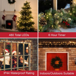 The Christmas Workshop 71749 480 Warm White Micro Led Cluster String Lights With Green Wire Casing - thumbnail 2