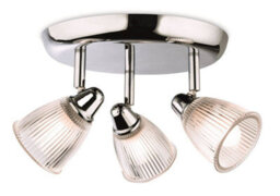 Luminosa Lighting Luminosa Echo 3 Light Bathroom Flush Light Chrome With Clear Ribbed Glass Ip44, G9