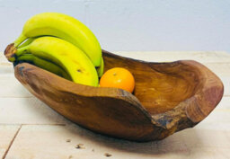 My Square Mile Rustic Wooden Serving Or Display Bowl Carved From Teak Roots (Long Bowl 35Cm) - thumbnail 2