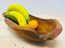 My Square Mile Rustic Wooden Serving Or Display Bowl Carved From Teak Roots (Long Bowl 35Cm) - thumbnail 1