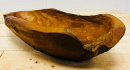 My Square Mile Rustic Wooden Serving Or Display Bowl Carved From Teak Roots (Long Bowl 35Cm) - thumbnail 4