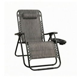 Royalford Zero Gravity Chair Grey Folding Garden Recliner 120Kg Support - thumbnail 1