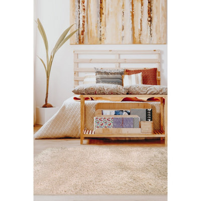Melrose Super Soft Washable Shaggy Champagne Large Area Rug 140/200Cm - image 1