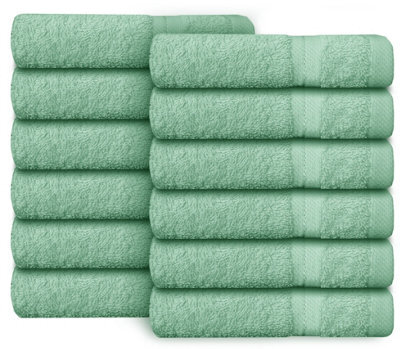 Casabella Premium Quality 12 Seafoam Face Towels 30X30Cm Highly Absorbent Face Cloth Set, 100% Combed Cotton 650 Gsm - image 1
