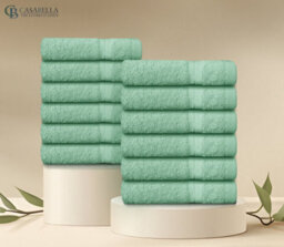 Casabella Premium Quality 12 Seafoam Face Towels 30X30Cm Highly Absorbent Face Cloth Set, 100% Combed Cotton 650 Gsm - thumbnail 6