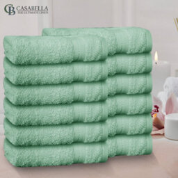 Casabella Premium Quality 12 Seafoam Face Towels 30X30Cm Highly Absorbent Face Cloth Set, 100% Combed Cotton 650 Gsm - thumbnail 4