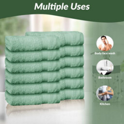 Casabella Premium Quality 12 Seafoam Face Towels 30X30Cm Highly Absorbent Face Cloth Set, 100% Combed Cotton 650 Gsm - thumbnail 5