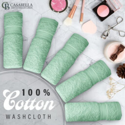 Casabella Premium Quality 12 Seafoam Face Towels 30X30Cm Highly Absorbent Face Cloth Set, 100% Combed Cotton 650 Gsm - thumbnail 2