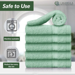 Casabella Premium Quality 12 Seafoam Face Towels 30X30Cm Highly Absorbent Face Cloth Set, 100% Combed Cotton 650 Gsm - thumbnail 3